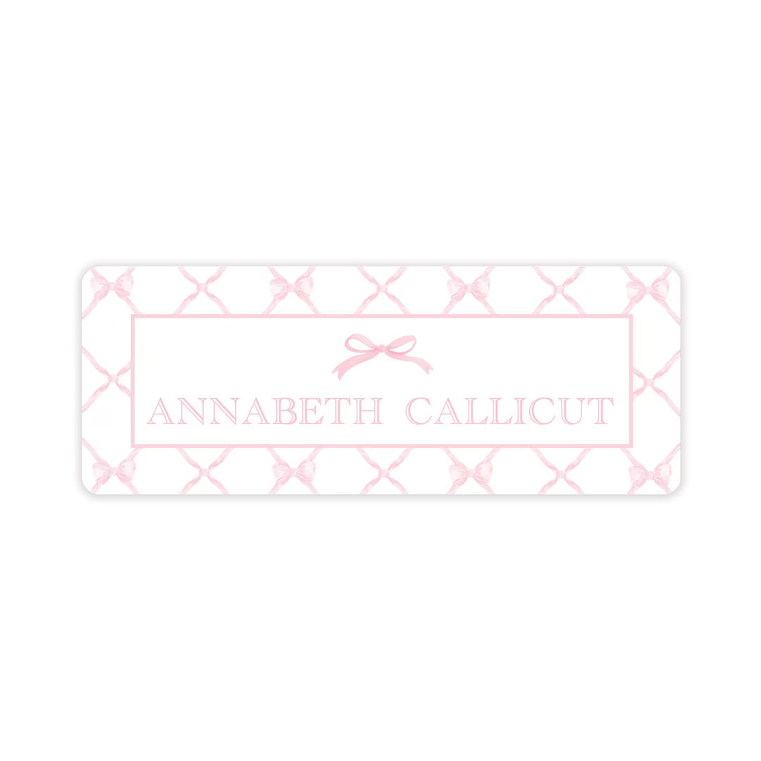 Bows Back to School Labels Bow Pink Waterproof Stick - Etsy | Etsy (US)