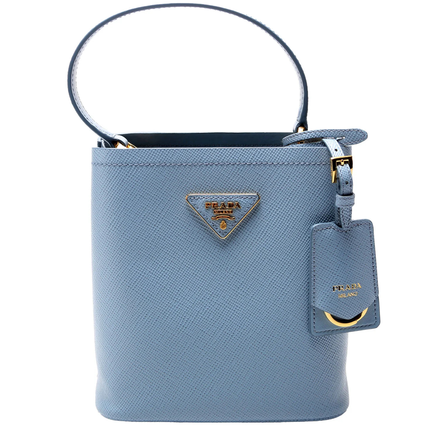 Saffiano Cuir Small Panier Bag Blue | Keeks Designer Handbags