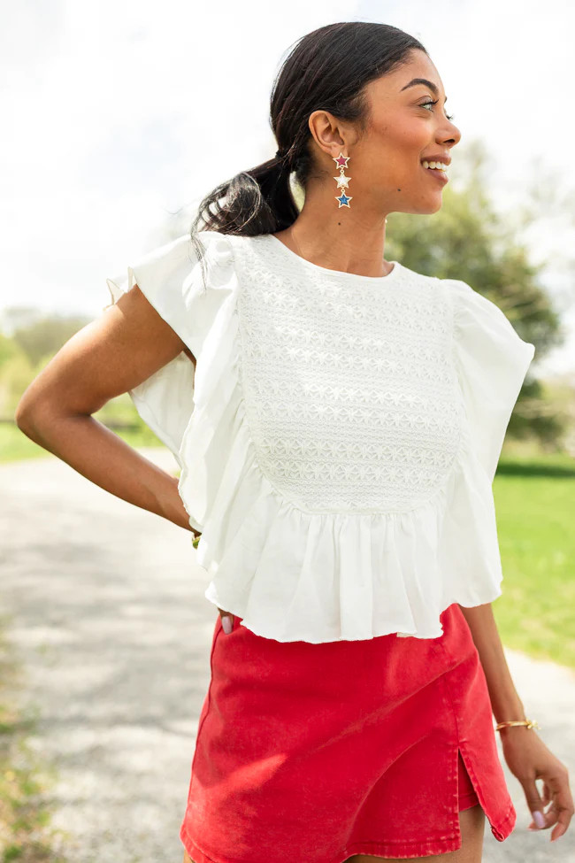 How Far You've Come White Smocked Knit Top | Pink Lily