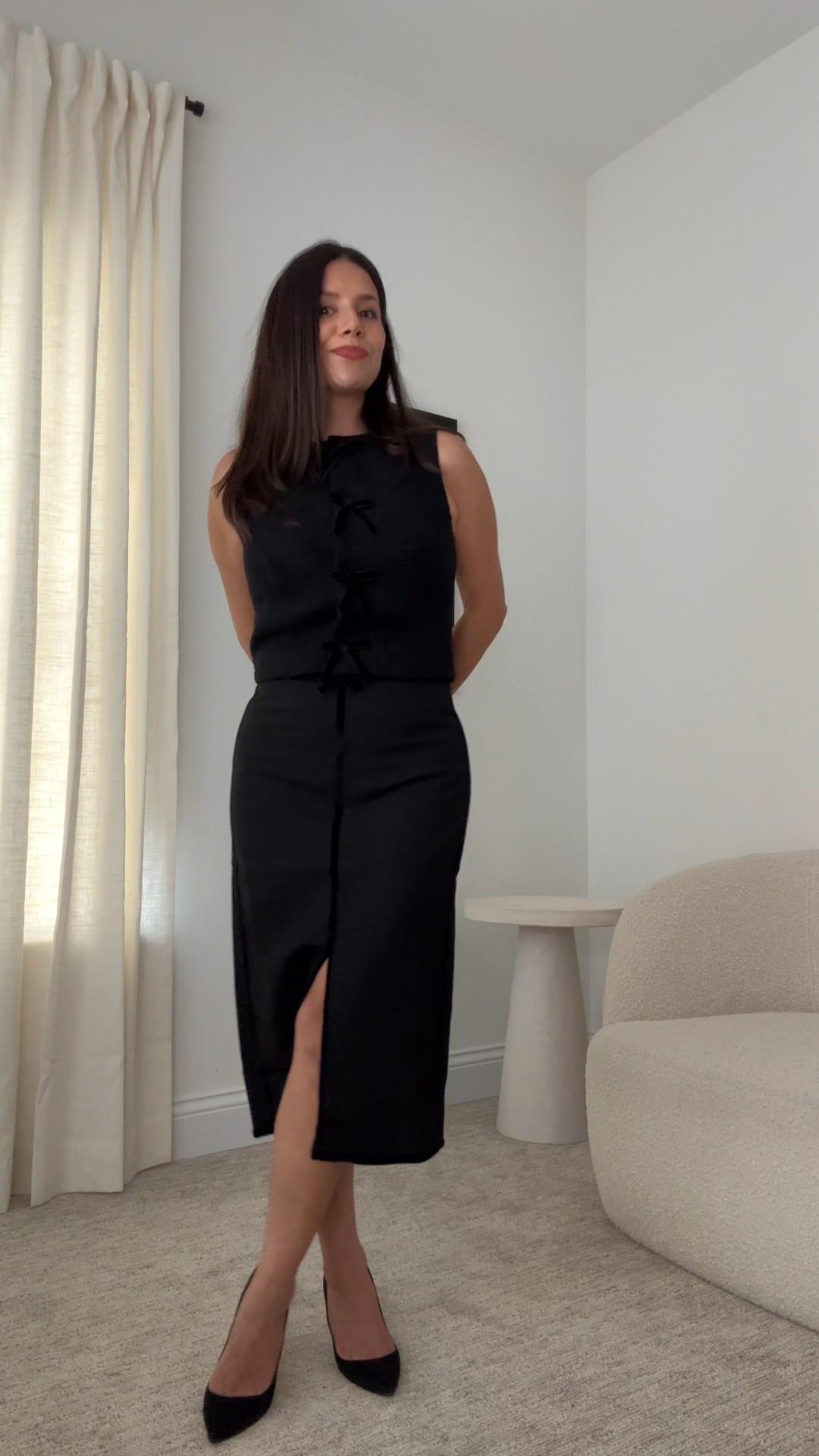 Loving all the velvet bows! Wearing size 2 in both pieces. Run true to size. For less fitted style, go up a size in vest  

#LTKHoliday