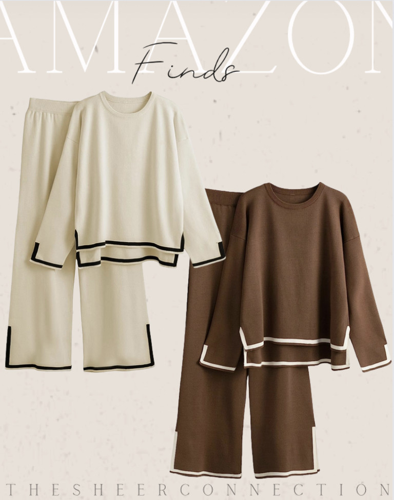 Tanming Women's 2 Piece Outfits Long Sleeve Knit Sweater Top Wide Leg Pants Lounge Sets Tracksuit... | Amazon (US)