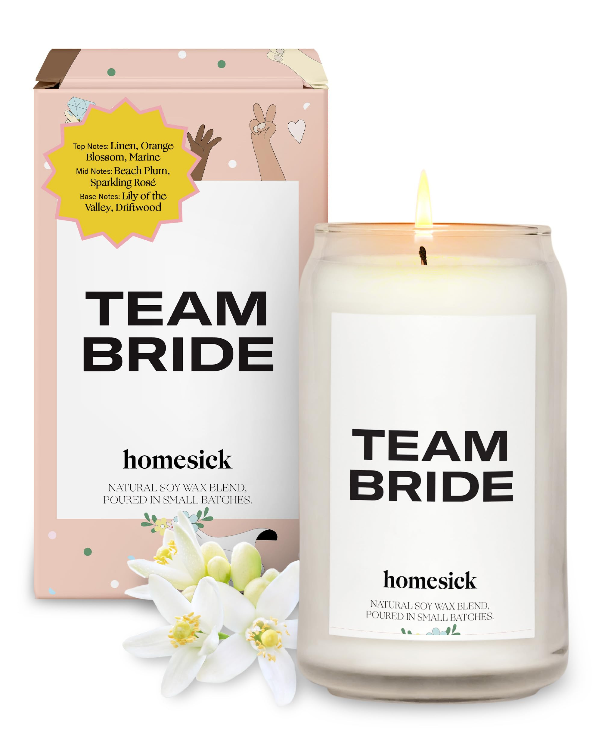 Homesick Scented Candles for Home (Team Bride) - 13.75 oz Long-Lasting Natural Soy Wax Blend Jar ... | Amazon (US)