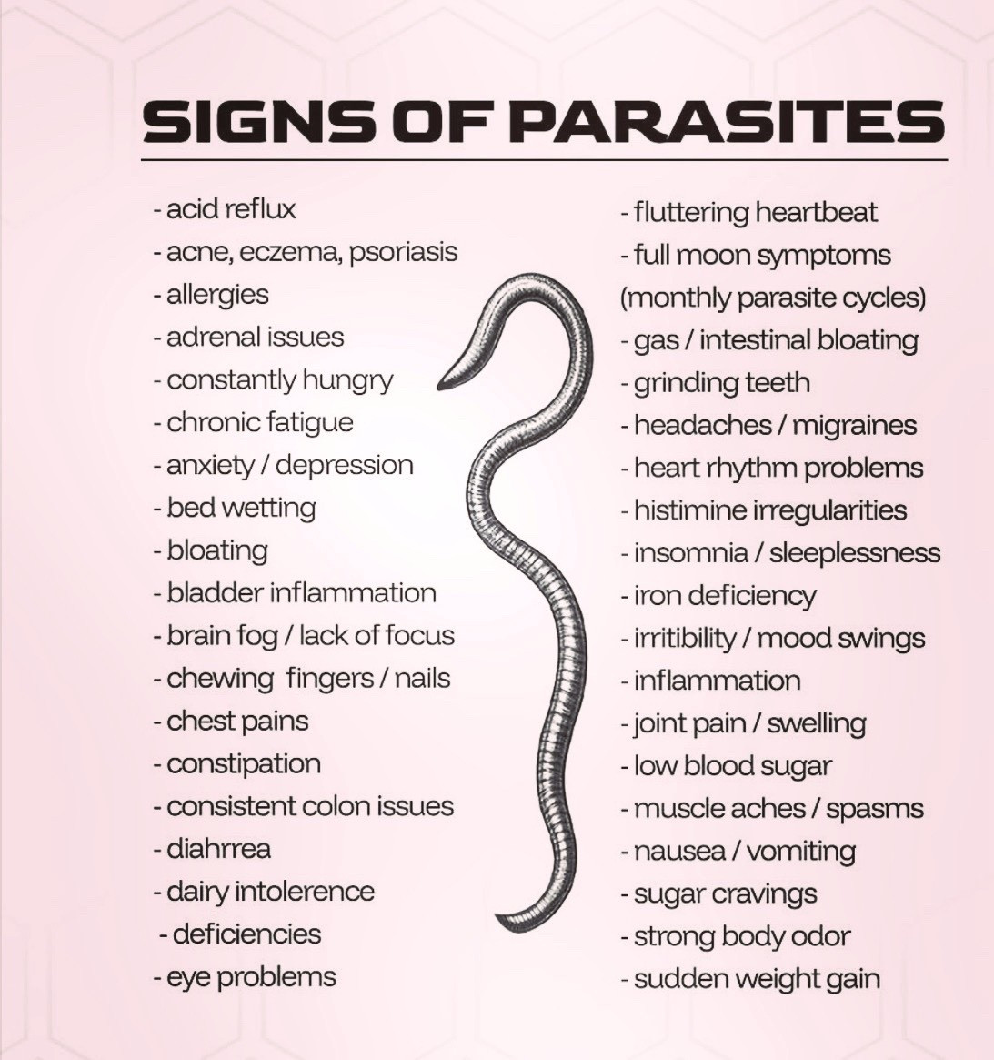 The common signs of a parasite activity in the body #parasite #detox #cleanse #gutcleanse 

#LTKselfcare #LTKmorningroutine #LTKdayinmylife