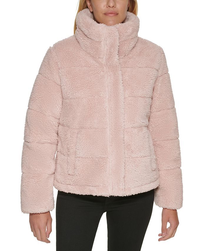 Calvin Klein Women's Cropped Faux-Fur Teddy Coat & Reviews - Coats & Jackets - Women - Macy's | Macys (US)