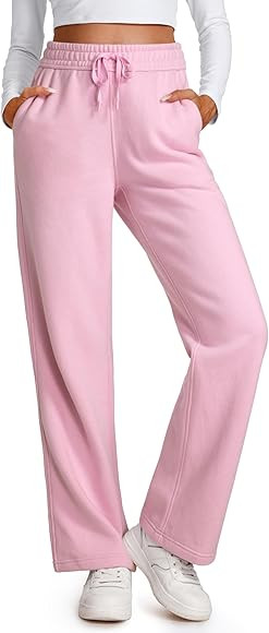 CRZ YOGA Cotton Fleece Lined Sweatpants Women 30" Straight Leg Casual Lounge Sweat Pants for Wome... | Amazon (US)