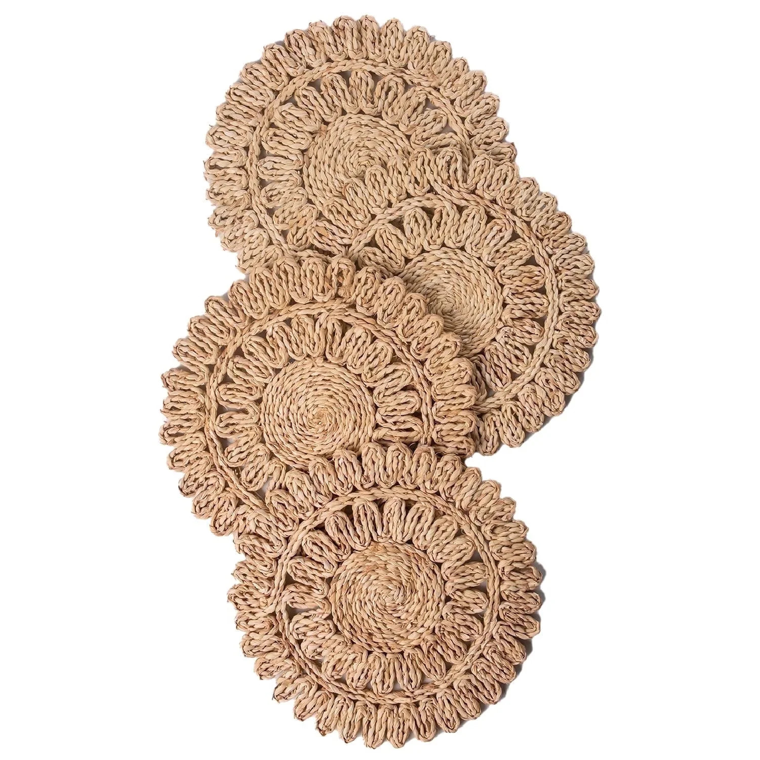 Laquedecraft 13.8" Round Corn Husk Placemats Set of 4 | Boho Rattan Woven Table Mats | Farmhouse ... | Walmart (US)