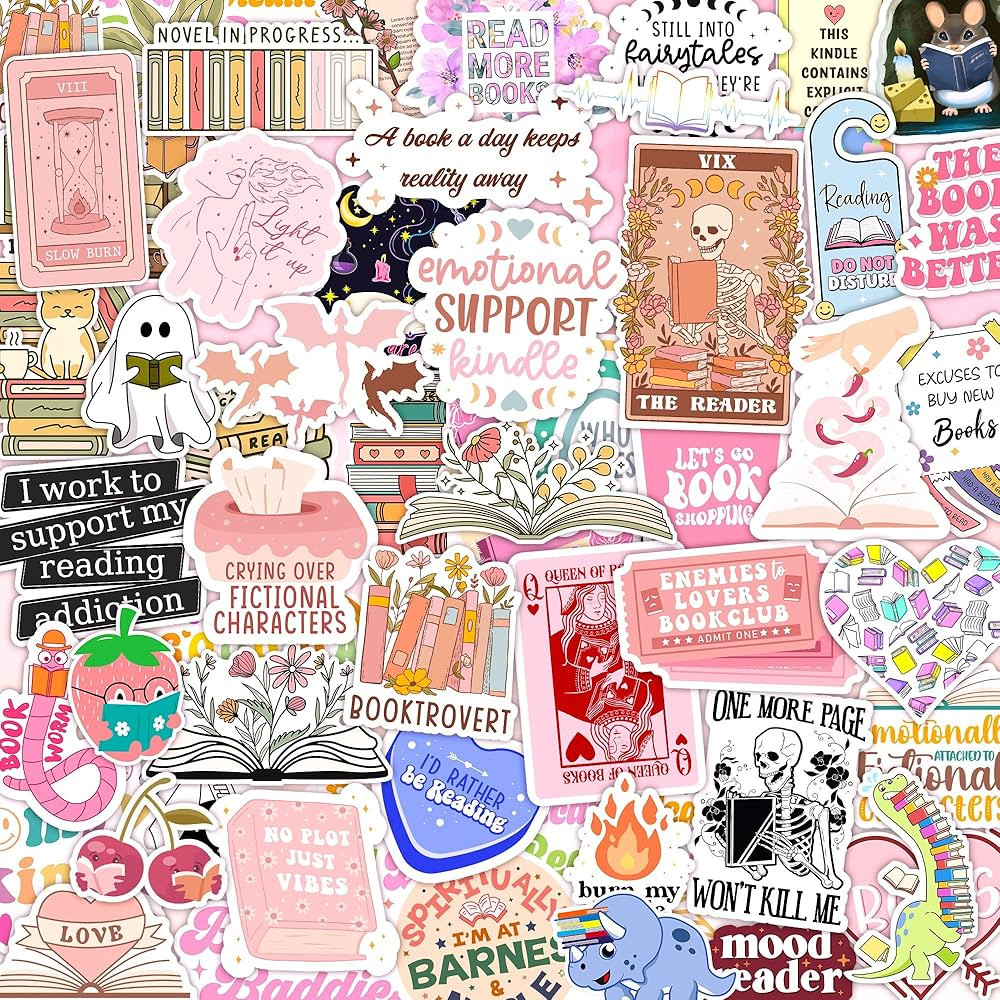 100 PCS Book Stickers for Kindle, Bookish Sticker Pack for IPAD, Laptop, Ebook Readers Cute Bookt... | Amazon (US)