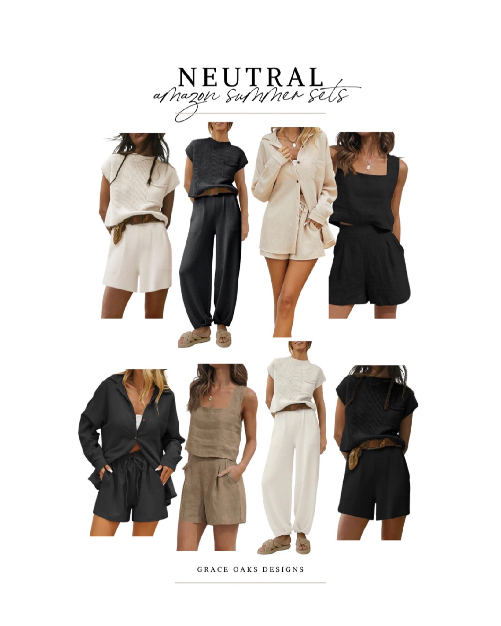 Neutral amazon sets I’m loving! Living in easy sets this summer. 

Knit set. Linen set. Amazon sets. Amazon style. Amazon fashion. Founditonamazon. Neutral sets. White knit short set. Black knit set. Linen set. 

#LTKunder50 #LTKFind #LTKSeasonal
