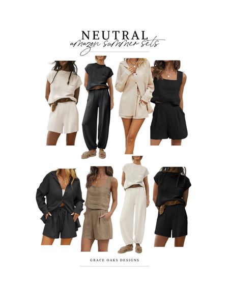 Neutral amazon sets I’m loving! Living in easy sets this summer. 

Knit set. Linen set. Amazon sets. Amazon style. Amazon fashion. Founditonamazon. Neutral sets. White knit short set. Black knit set. Linen set. 

#LTKunder50 #LTKFind #LTKSeasonal