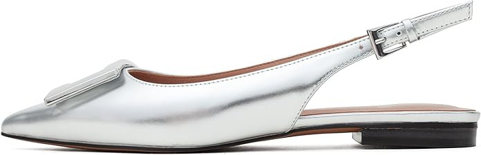 Linea Paolo - DELICA - Mod Patent Or Leather Pointy Toe Slingback Flats With Oversized Buckle | Amazon (US)