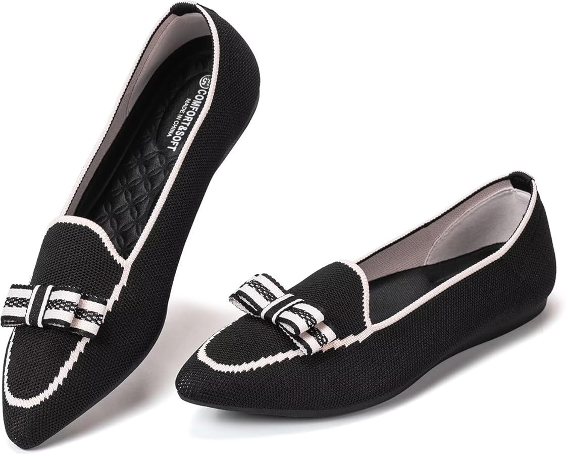 BEJINASH Women's Loafer Flats Casual Knit Fabric Lightweight Dressy Shoes Washable Elegant Pointe... | Amazon (US)