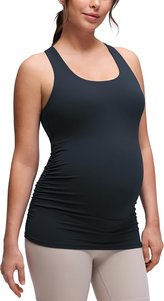 CRZ YOGA Butterluxe Maternity Racerback Tank Tops - Ruched Sleeveless Womens Pregnancy Yoga Worko... | Amazon (US)