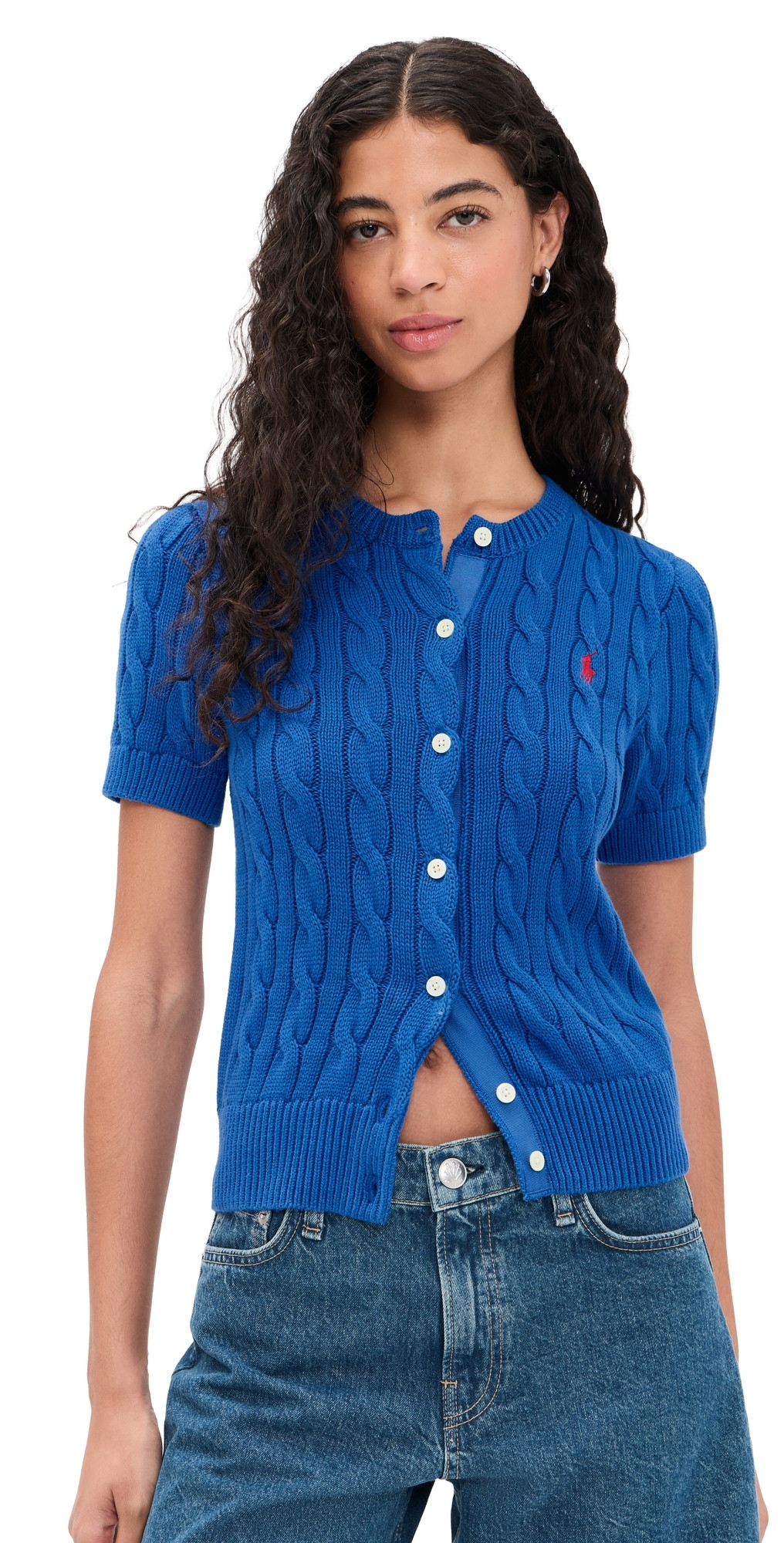 Polo Ralph Lauren Cable Knit Cardigan Gala Blue S | Shopbop