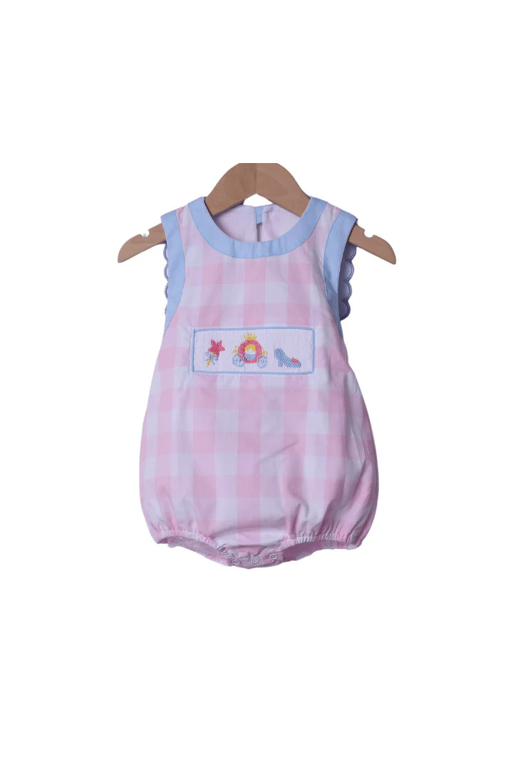 Smocked Princess Carriage Pink Gingham Bubble | The Smocked Flamingo