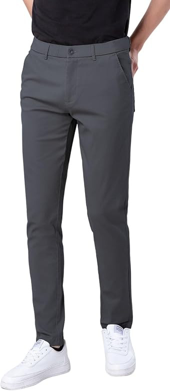 Plaid&Plain Men's Skinny Stretchy Khaki Pants Colored Pants Slim Fit Slacks Tapered Trousers | Amazon (US)