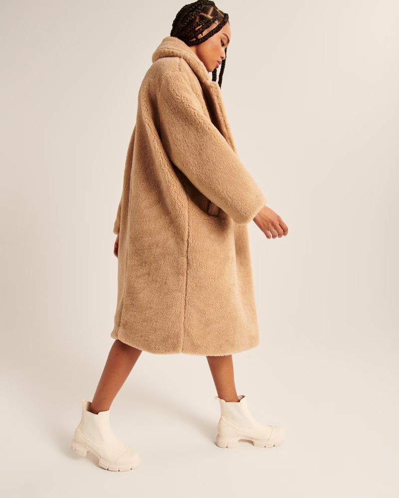 Oversized Long-Length Sherpa Teddy Coat | Abercrombie & Fitch (US)