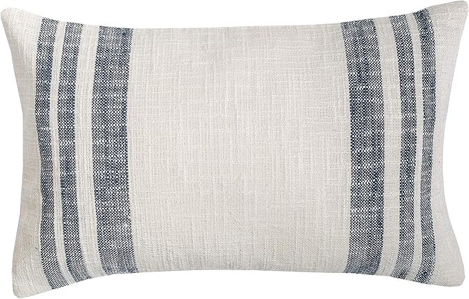 carol & frank Morgan Ink Blue Striped Cotton Woven Luxury Premium Rectangle Accent Pillow 14" x 2... | Amazon (US)
