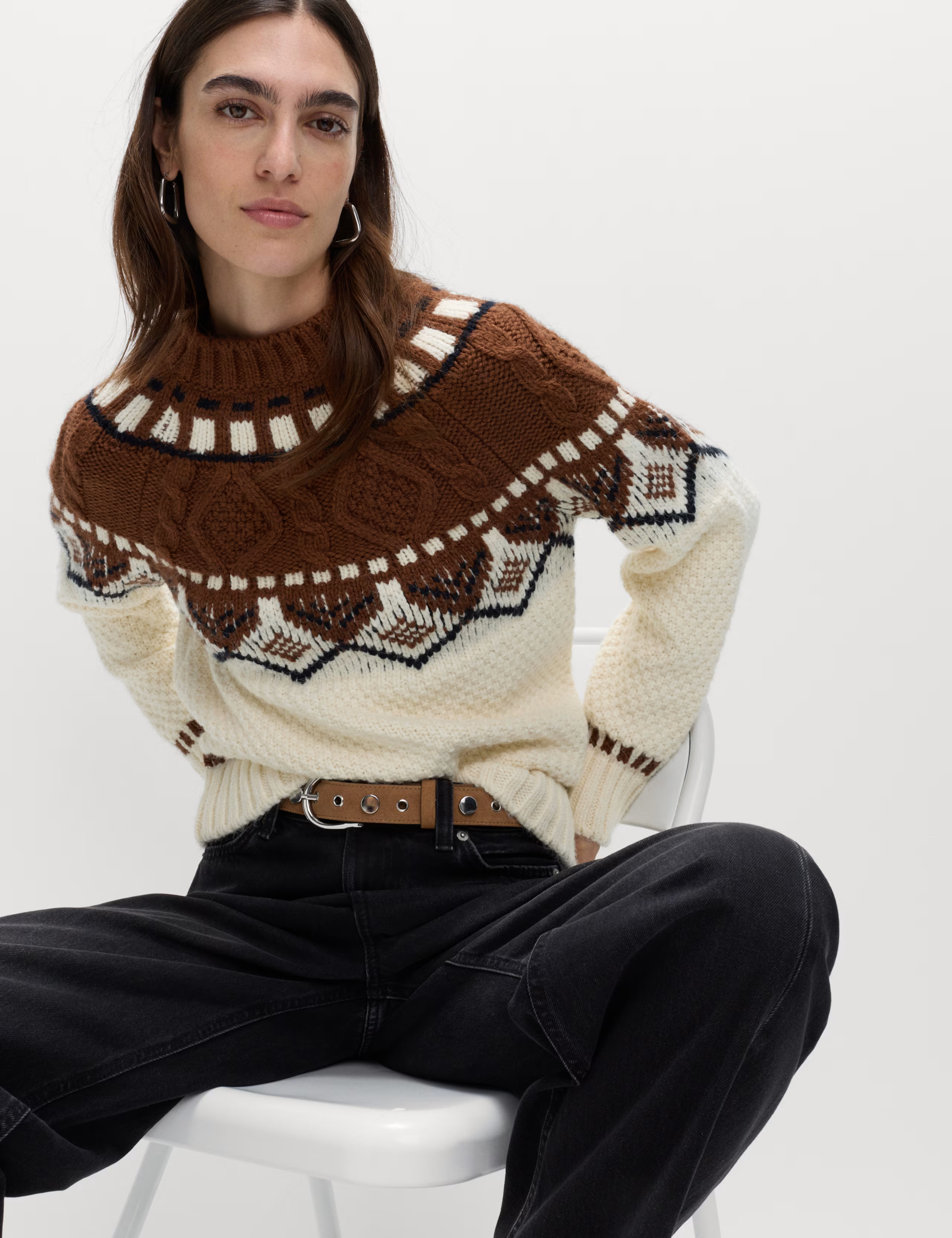 Fair Isle Cable Knit Crew Neck Jumper | Marks & Spencer (UK)