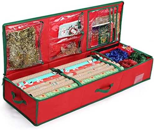 MaidMAX Christmas Wrapping Paper Storage Bag, 42 inch Gift Wrap Organizer Underbed Storage Box Co... | Amazon (US)