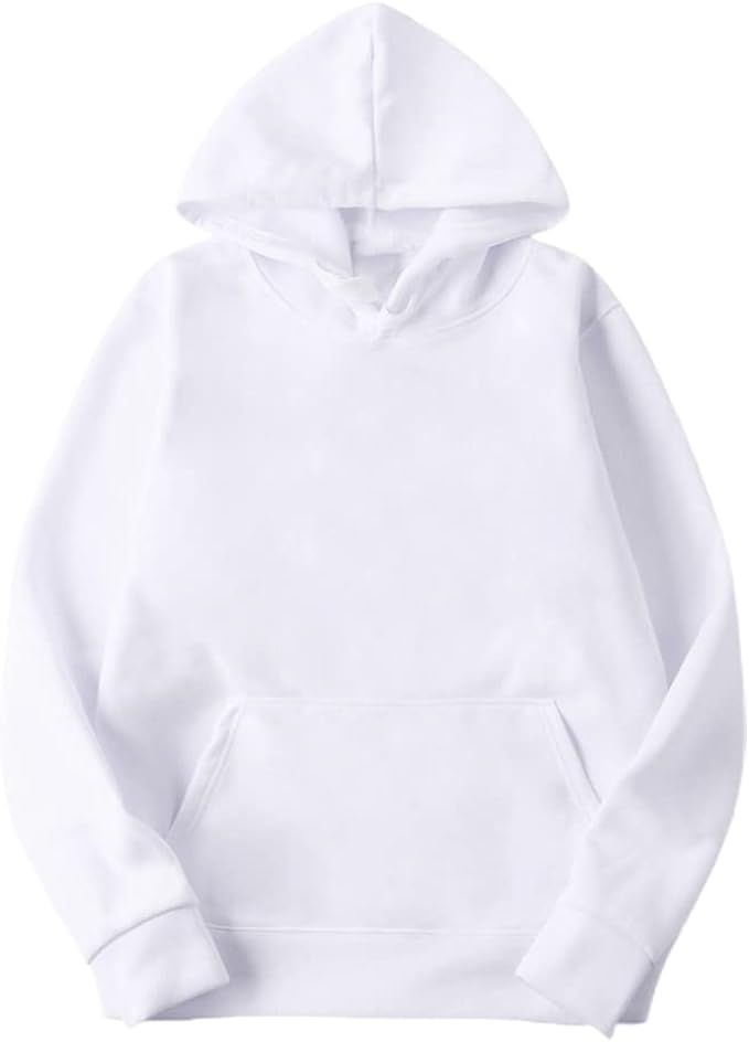 Sublimation Polyester Blank White Hoodie Hooded Sweatshirt Cloth Unisex Style with USA Size | Amazon (US)