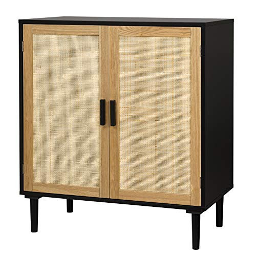 Finnhomy Sideboard Buffet Cabinet, Kitchen Storage Sideboard with Rattan Decorated Doors, Liquor Buffet for Bar, Dining Room, Hallway, Cupboard Console Table, Accent Cabinet, 31.5X 15.8X 34.6 Inches | Amazon (US)