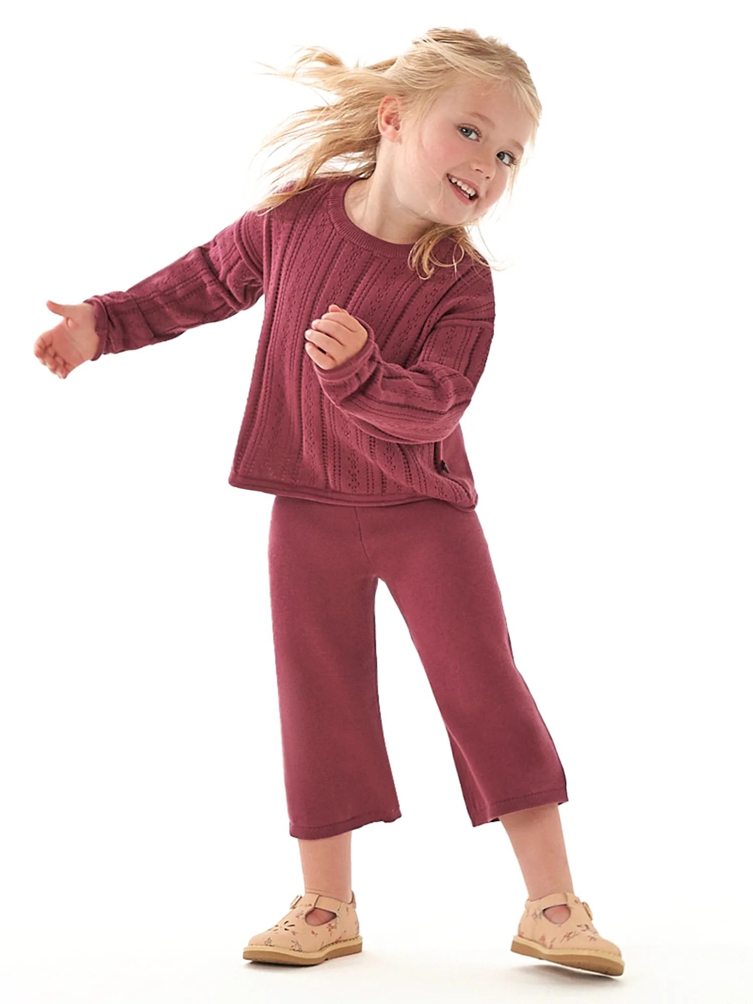 Modern Moments by Gerber Toddler Girl Pointelle Sweater and Pant Set, 2-Piece, Sizes 12 Months - ... | Walmart (US)