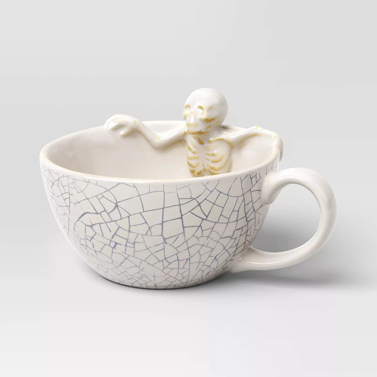 12.5 fl oz Stoneware Skeleton in Latte Mug with Crackle - Hyde and EEK! Boutique™ | Target