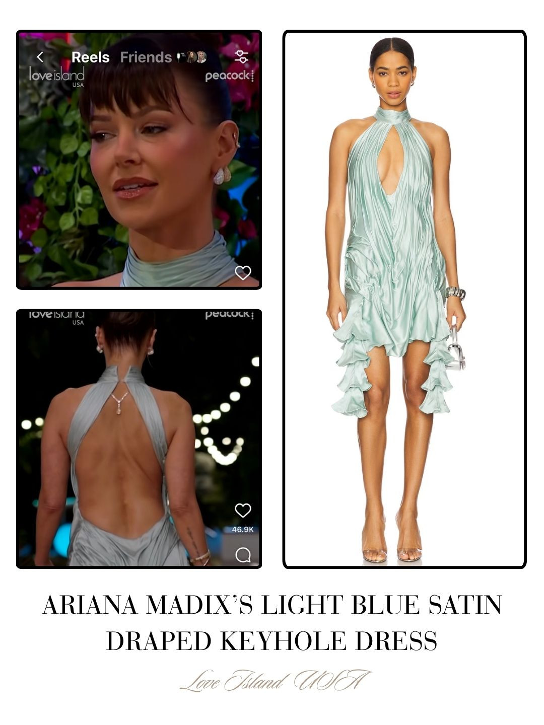 Ariana Madix's Blue Satin Keyhole Dress on Love Island USA Season 8 Episode 13 Photo: @LoveIsland 

 
