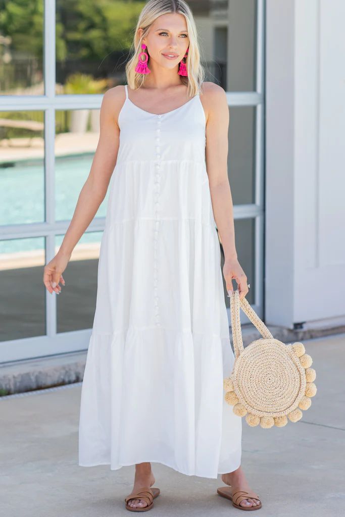 Hold Your Attention White Button Front Maxi Dress | The Mint Julep Boutique