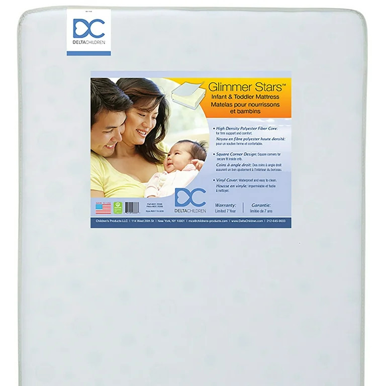 Delta Children Glimmer Stars 5.5" Dual Sided Crib & Toddler Mattress - Sustainably Sourced Fiber ... | Walmart (US)