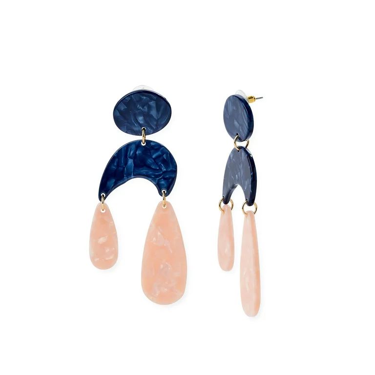 Scoop 14K Gold Flash-Plated Blue and Pink Resin Organic Statement Earrings | Walmart (US)