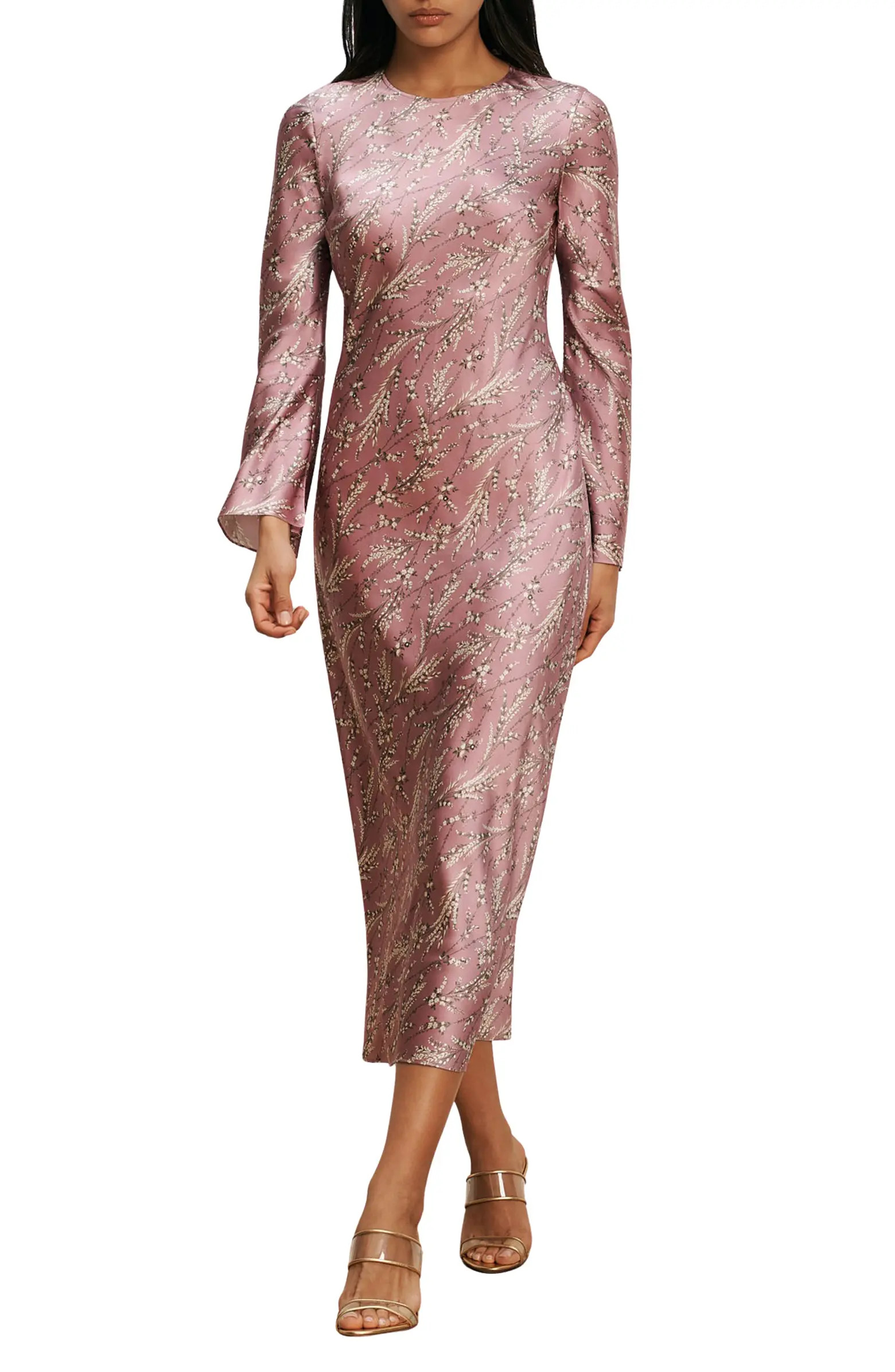 Gemma Floral Long Sleeve Silk Blend Dress | Nordstrom