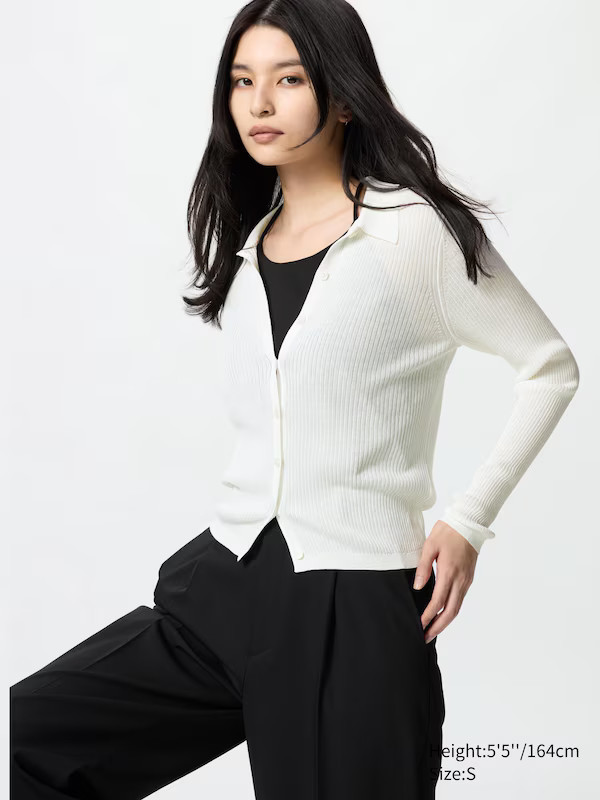 Ribbed Polo Cardigan | Uniqlo BE