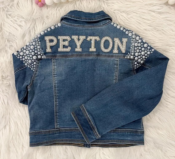 Baby/toddler Custom Pearl Jean Jacket  Toddler Birthday | Etsy | Etsy (US)