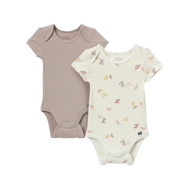 Modern Moments by Gerber Baby Neutral Super Soft 2-Pack Short Sleeve Bodysuits, Sizes Newborn - 1... | Walmart (US)
