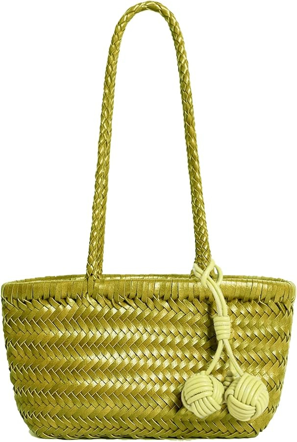 Woven Shoulder Bag for Women, Mini Hobo Purse, Cute Bucket Totes, Small Underarm Bags, Beach Top-... | Amazon (US)