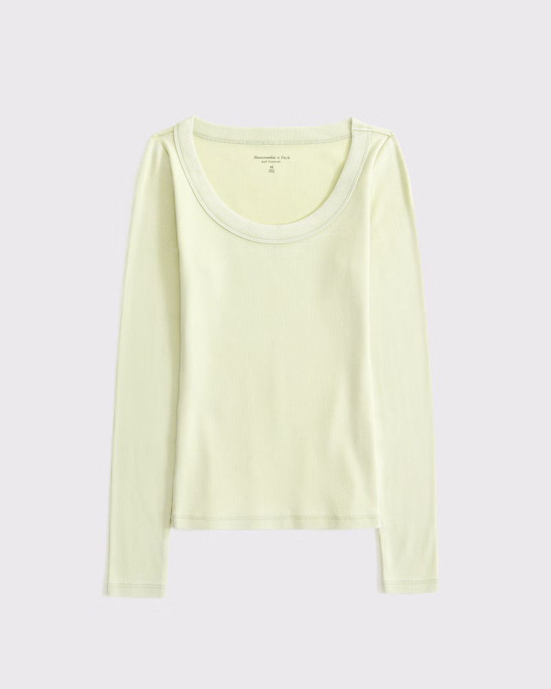Abercrombie & Fitch Women's Long-Sleeve Balletic Scoopneck Top in Light Green - Size XXS | Abercrombie & Fitch (US)
