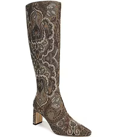 Sam Edelman Sylvia Paisley Print Fabric Tall Dress Boots - 9.5 | Dillard's