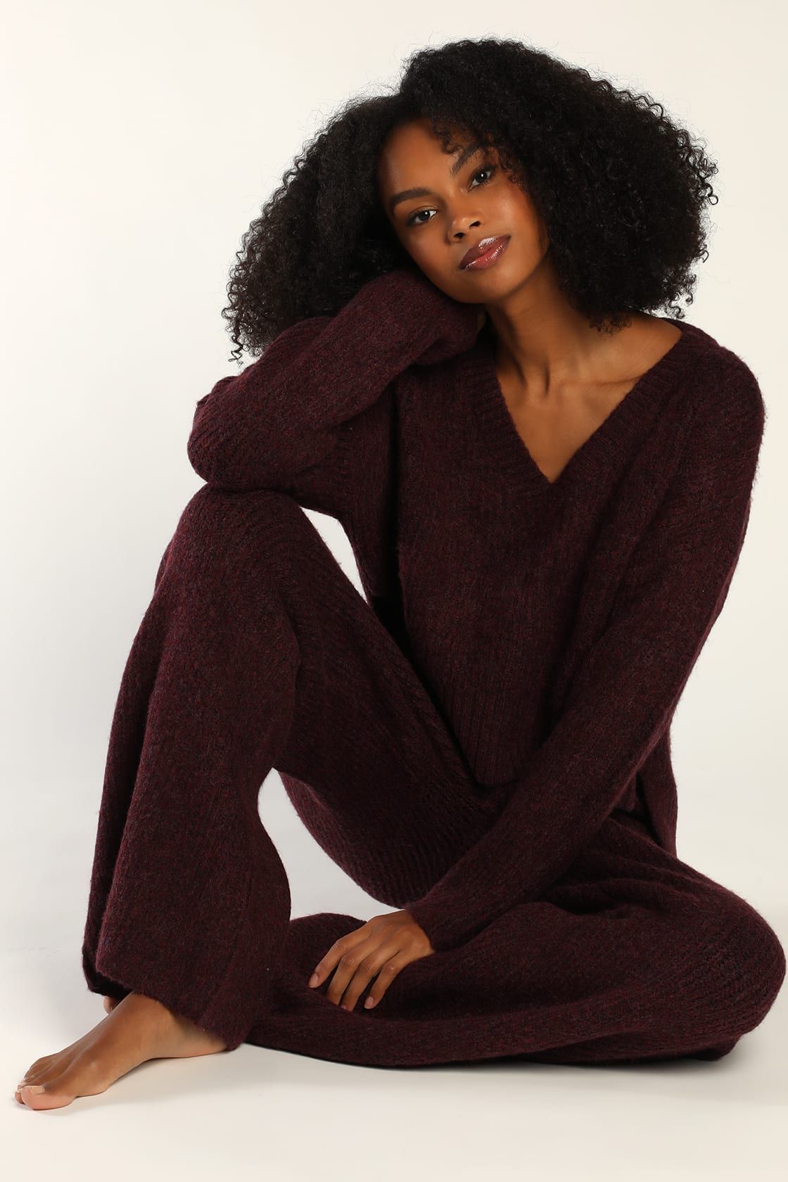 Snow Place Like Home Plum Purple Wide-Leg Sweater Pants | Lulus (US)