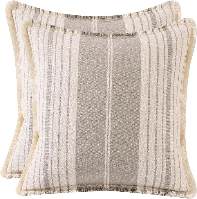 Tosleo Farmhouse Throw Pillow Covers 18x18 inch Pack of 2 with Fringe Couch Decorative Pillow Cas... | Amazon (US)