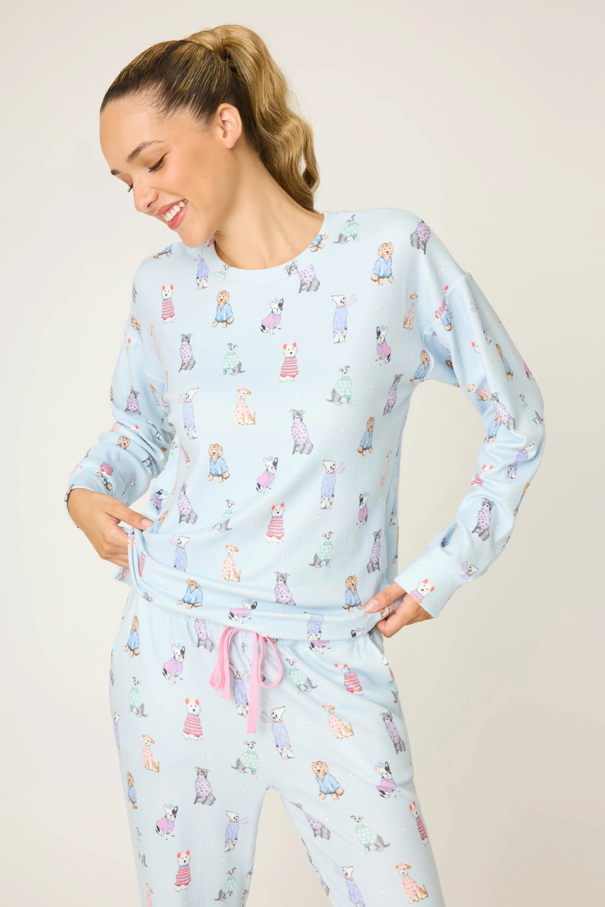 Doggone Cold Dog Print Pointelle Long Sleeve Top | PJ Salvage