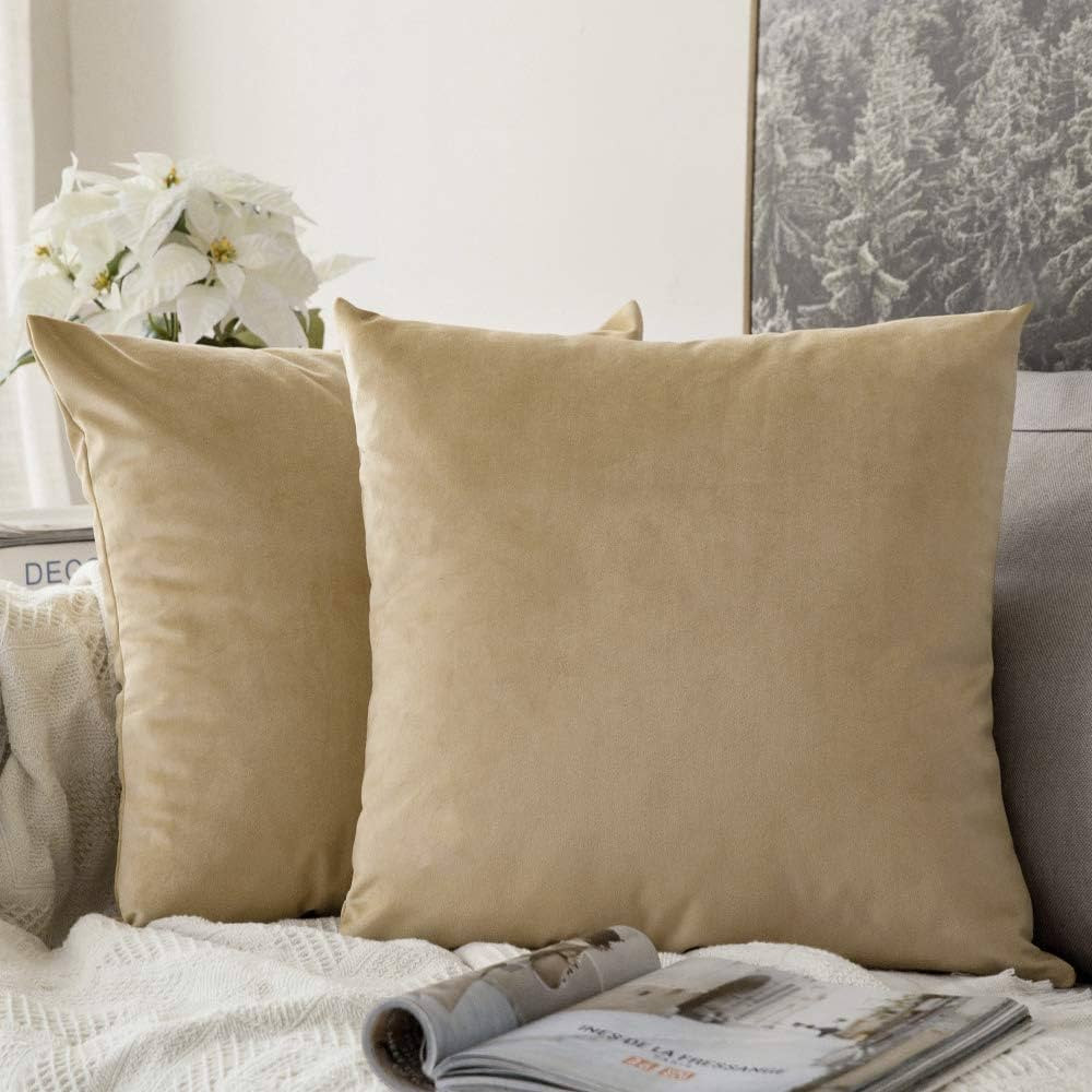 MIULEE Pack of 2 Velvet Pillow Covers Decorative Square Pillowcase Soft Solid Cushion Case for So... | Amazon (US)