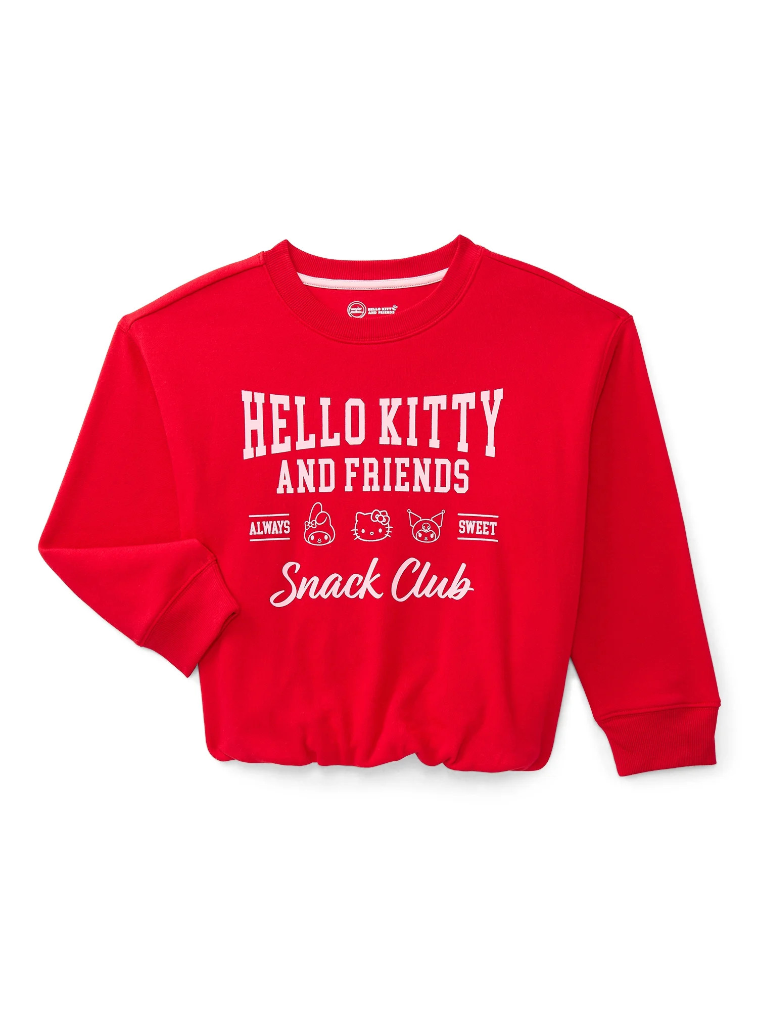 Wonder Nation Hello Kitty Girls Graphic Bubble Hem Top with Long Sleeves, Sizes 4-16 | Walmart (US)
