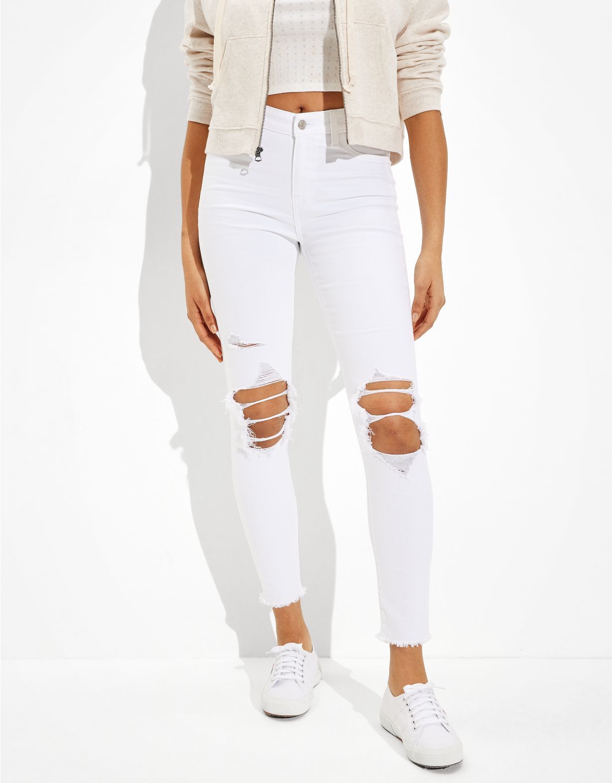 AE Ne(x)t Level Ripped High V-Rise Jegging | American Eagle Outfitters (US & CA)
