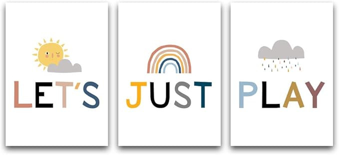 NLKTIYC Play Sign for Playroom Wall, Kids Playroom Wall Decor, Letter Canvas Prints, Kids Wall Ar... | Amazon (US)