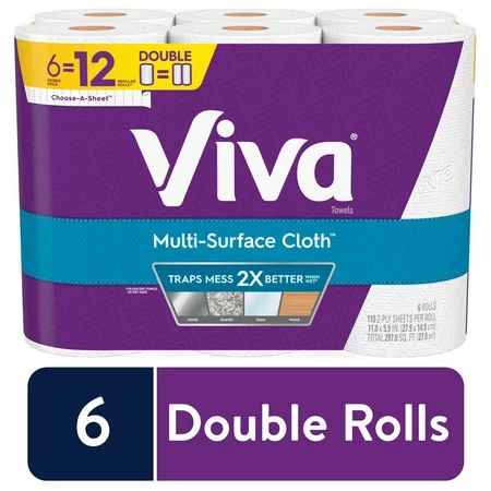 Viva Multi-Surface Cloth Paper Towels, Choose-A-Sheet - 6 Double Rolls = 12 Regular Rolls (110 Sh... | Walmart Online Grocery