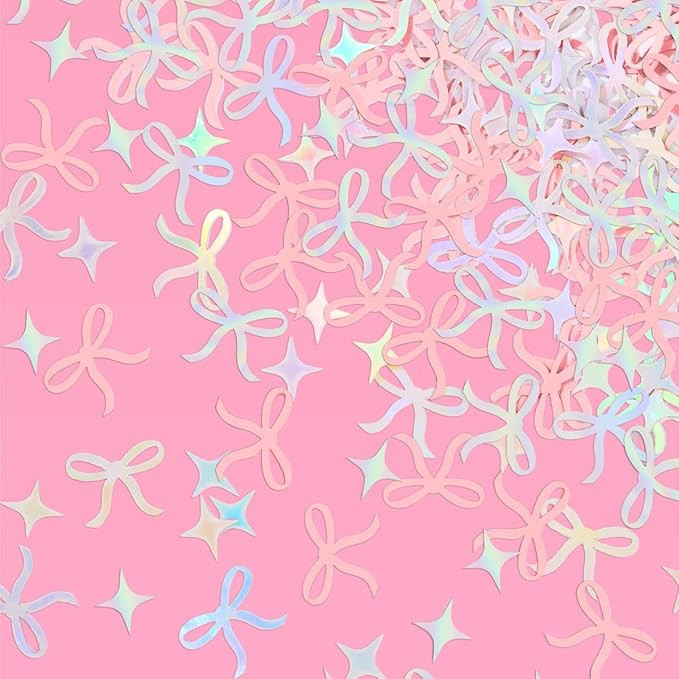 xo, Fetti Bow Confetti - 200 pc | Bachelorette Party Pink and Iridescent, Engagement Party Decora... | Amazon (US)