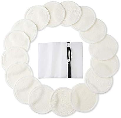 Bamboo Makeup Remover Pads (16 Pack), 2 Layers 3.15inch Reusable Organic Bamboo Cotton Rounds wit... | Amazon (US)