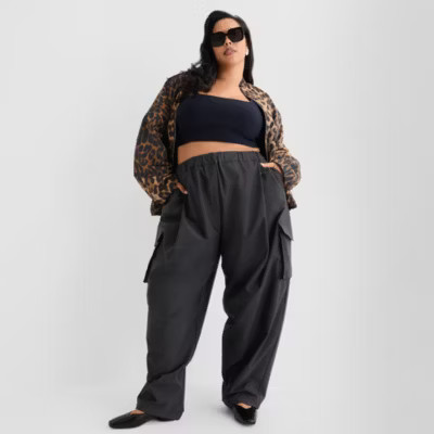 new!Ashley Graham Nylon Utility Womens Plus Cinched Cargo Pant | JCPenney