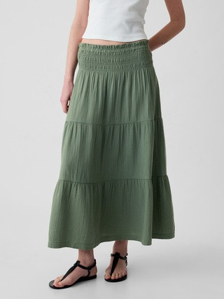 Crinkle Gauze Tiered Maxi Skirt | Gap (US)